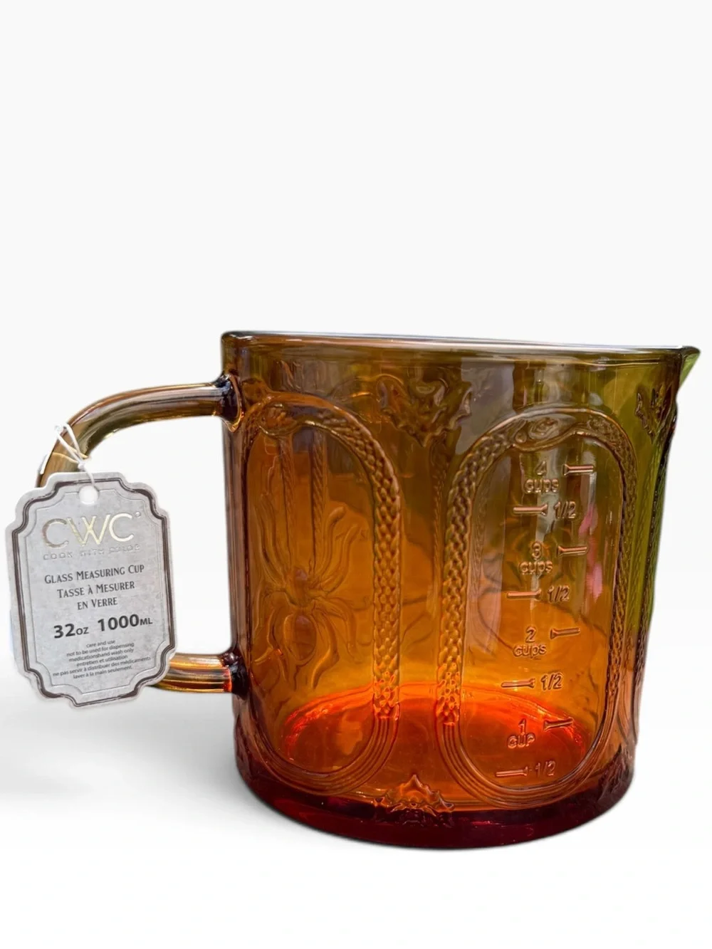CWC Amber Glass Measuring Jug - Amber Colored 32oz Measuring Cup
